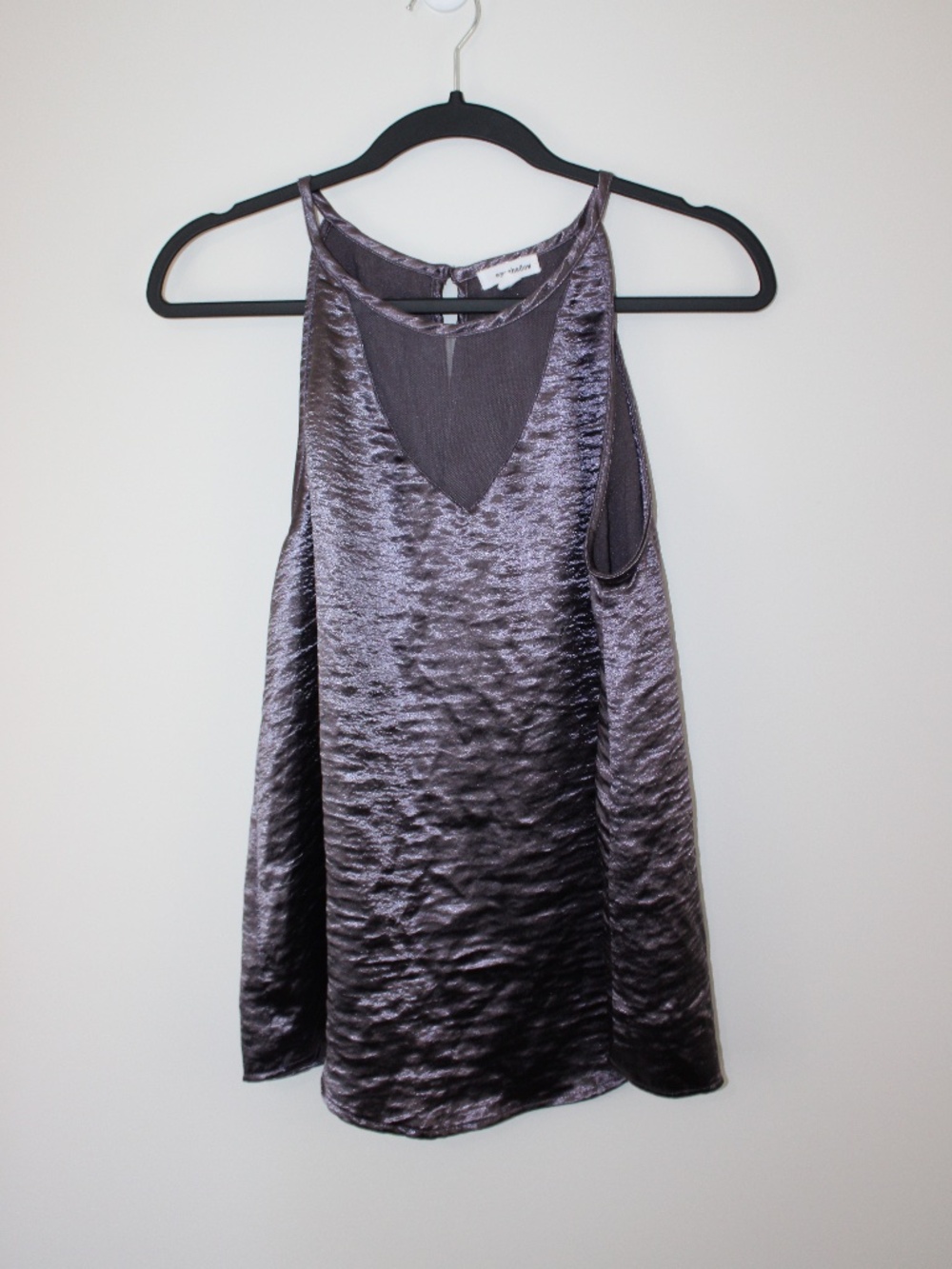 Metallic Crinkle Satin Racerback Tank Top Size XL